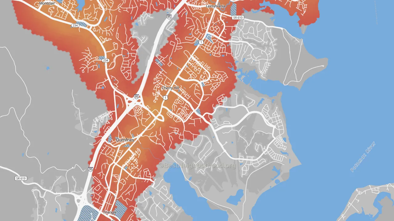 Transit Grade map of Cherry Hill, VA