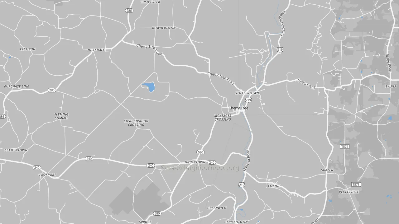 Transit Grade map of Cherry Tree, PA