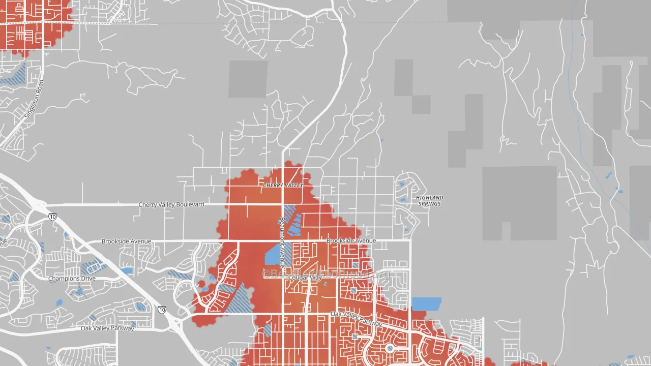 Transit Grade map of Cherry Valley, CA