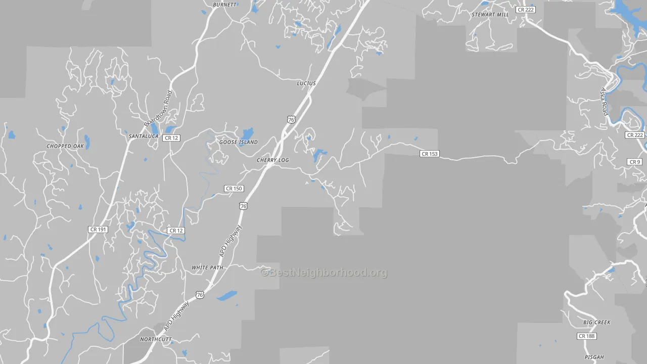 Transit Grade map of Cherrylog, GA