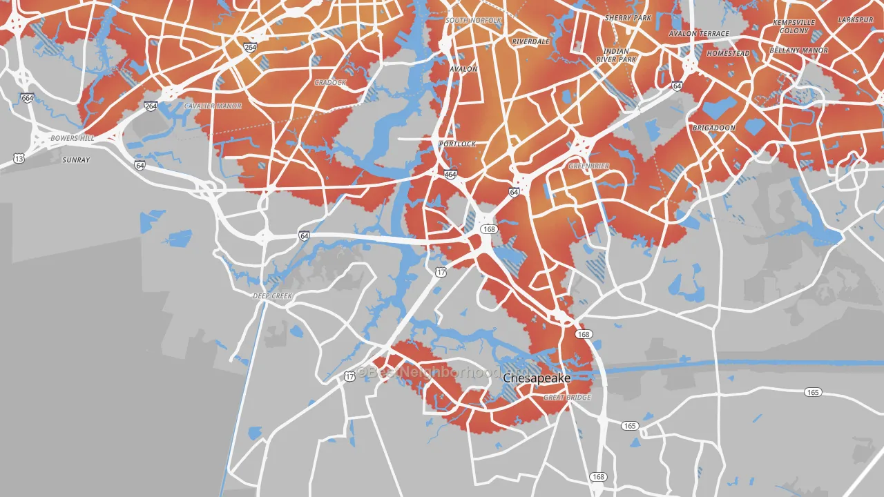 Transit Grade map of Chesapeake City, VA