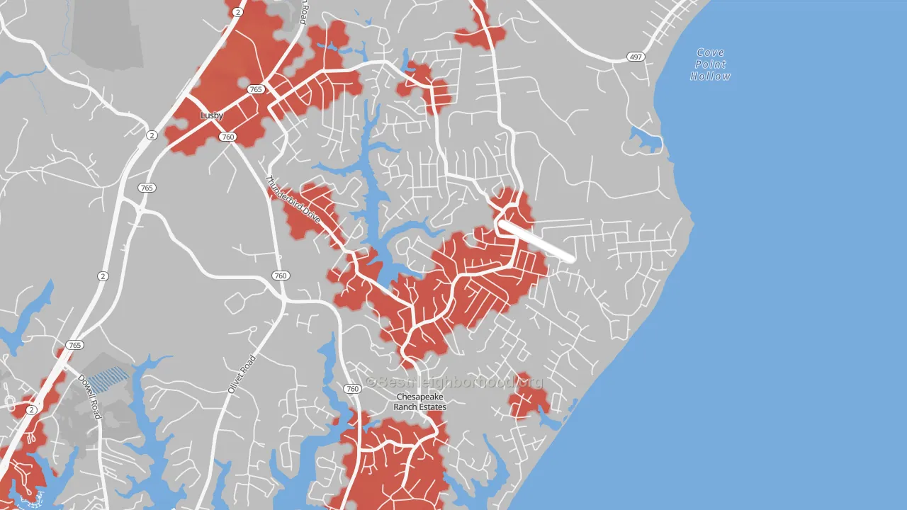 Transit Grade map of Chesapeake Ranch Estates, MD