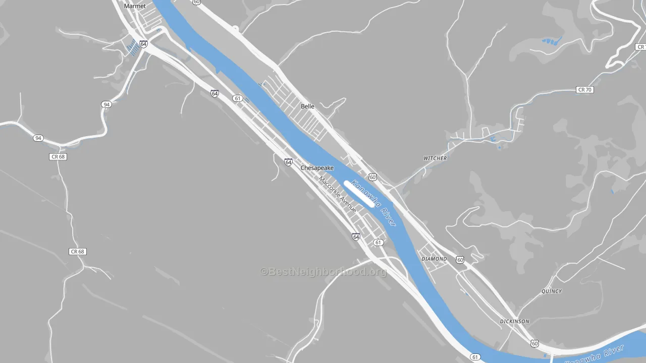 Transit Grade map of Chesapeake, WV