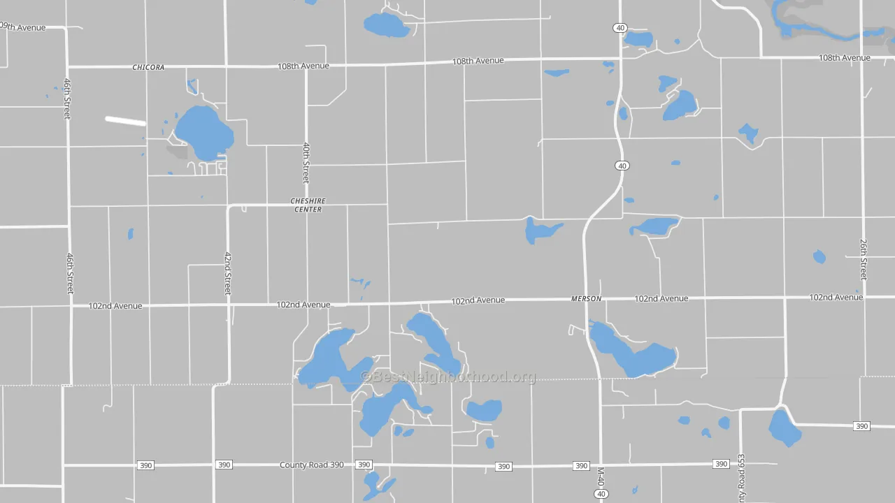 Transit Grade map of Cheshire Center, MI