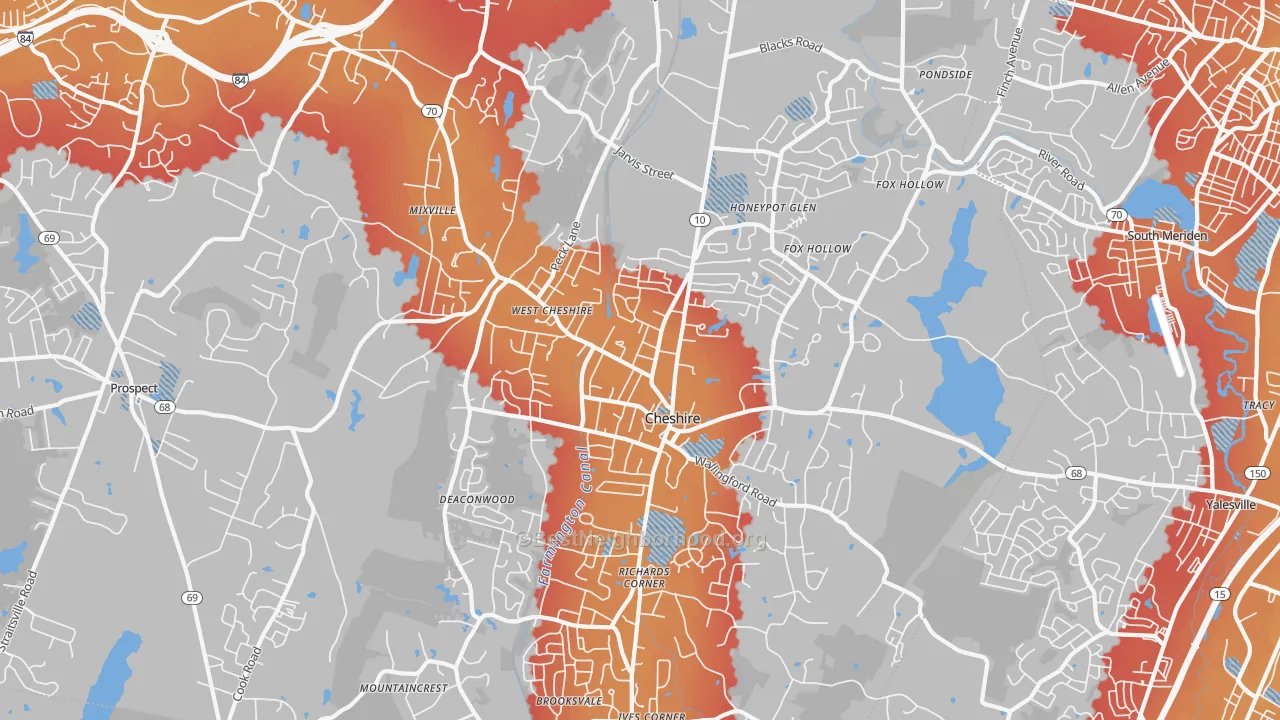 Transit Grade map of Cheshire, CT