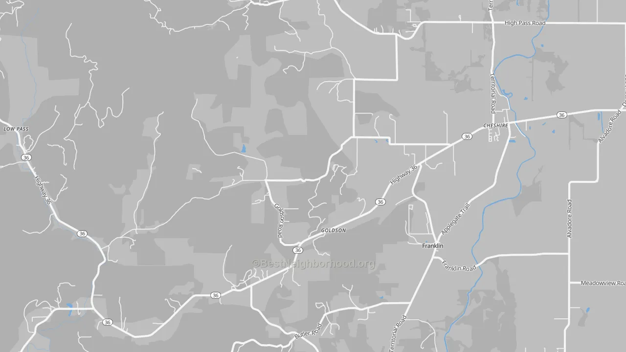 Transit Grade map of Cheshire, OR