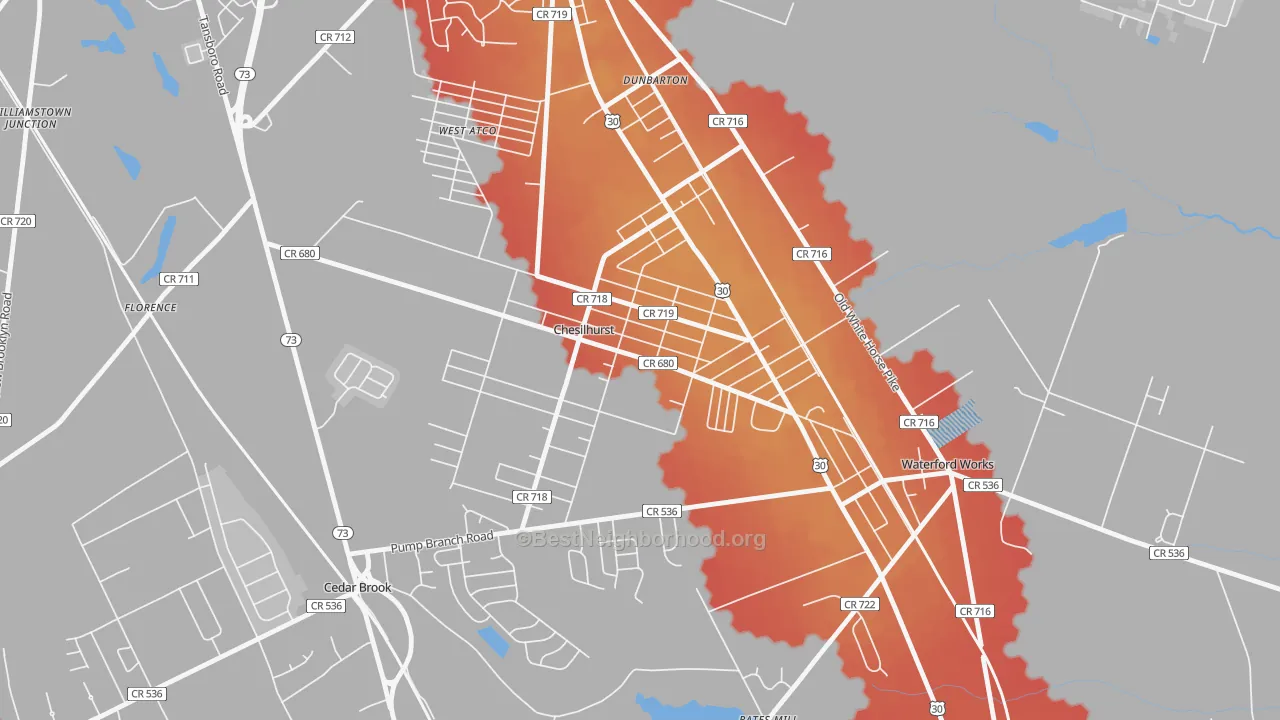 Transit Grade map of Chesilhurst, NJ
