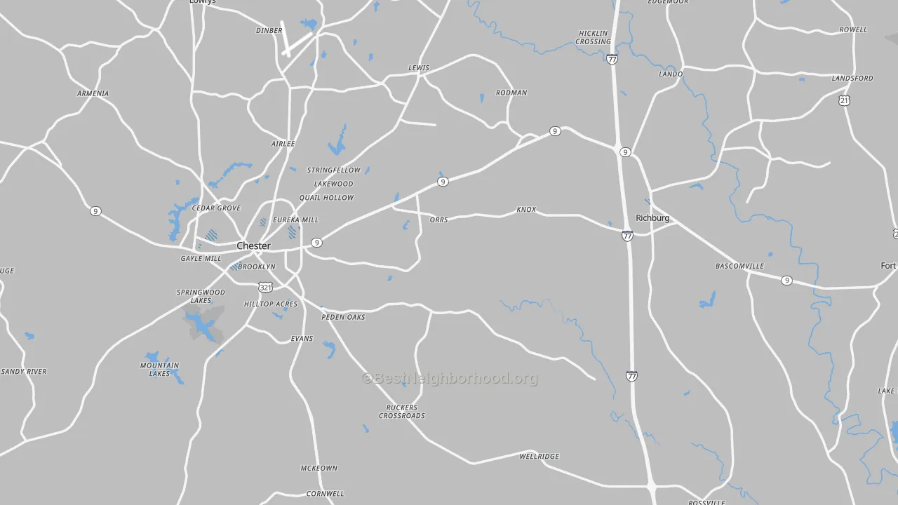 Transit Grade map of Chester County, SC