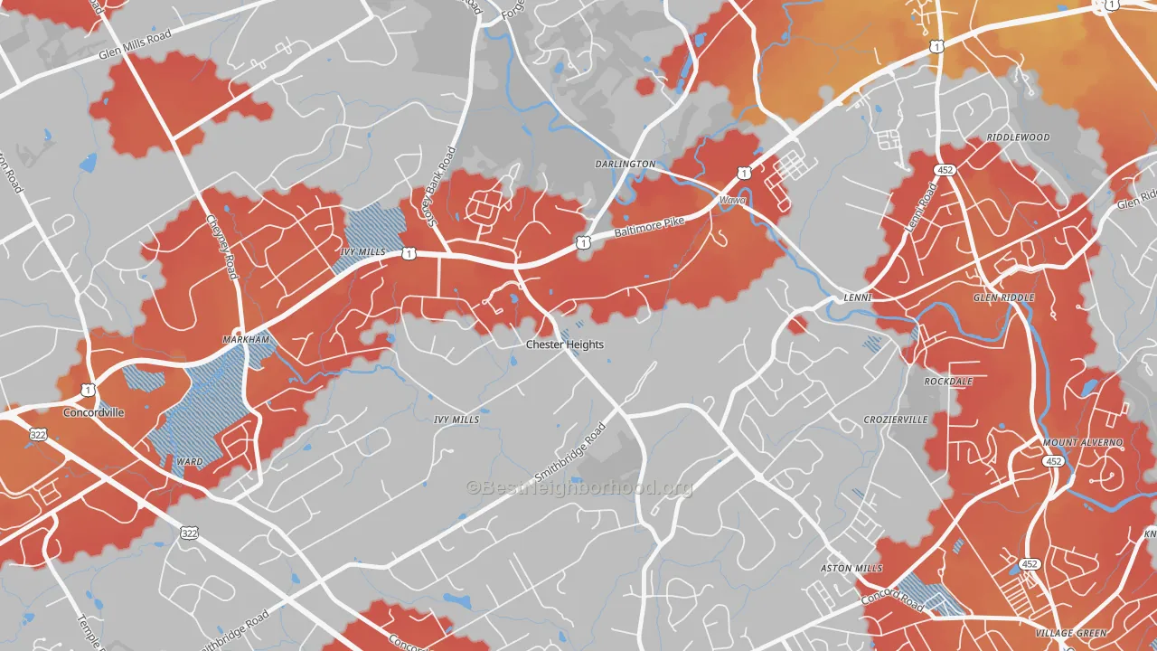 Transit Grade map of Chester Heights, PA