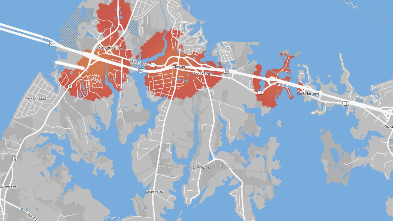 Transit Grade map of Chester, MD