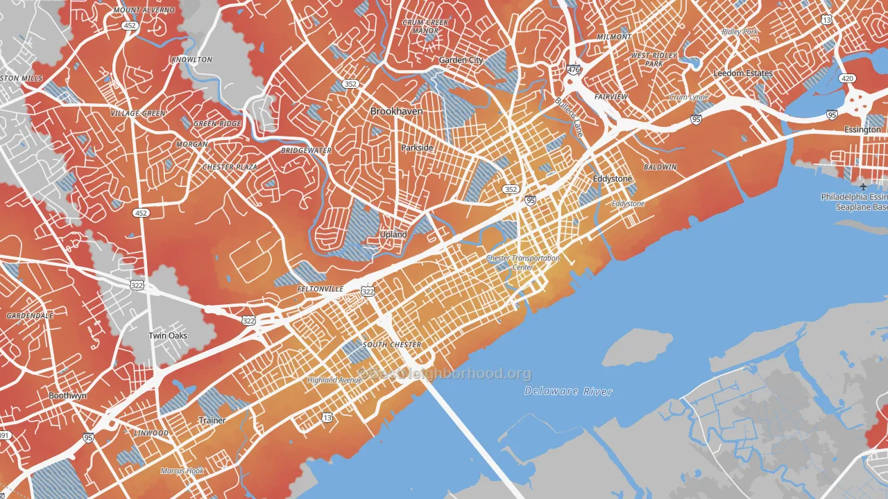 Transit Grade map of Chester, PA