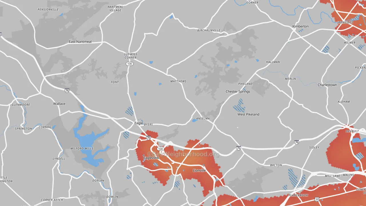 Transit Grade map of Chester Springs, PA