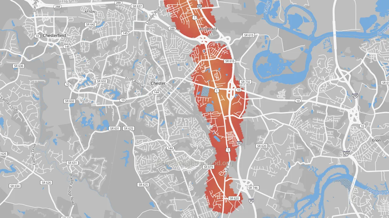 Transit Grade map of Chester, VA