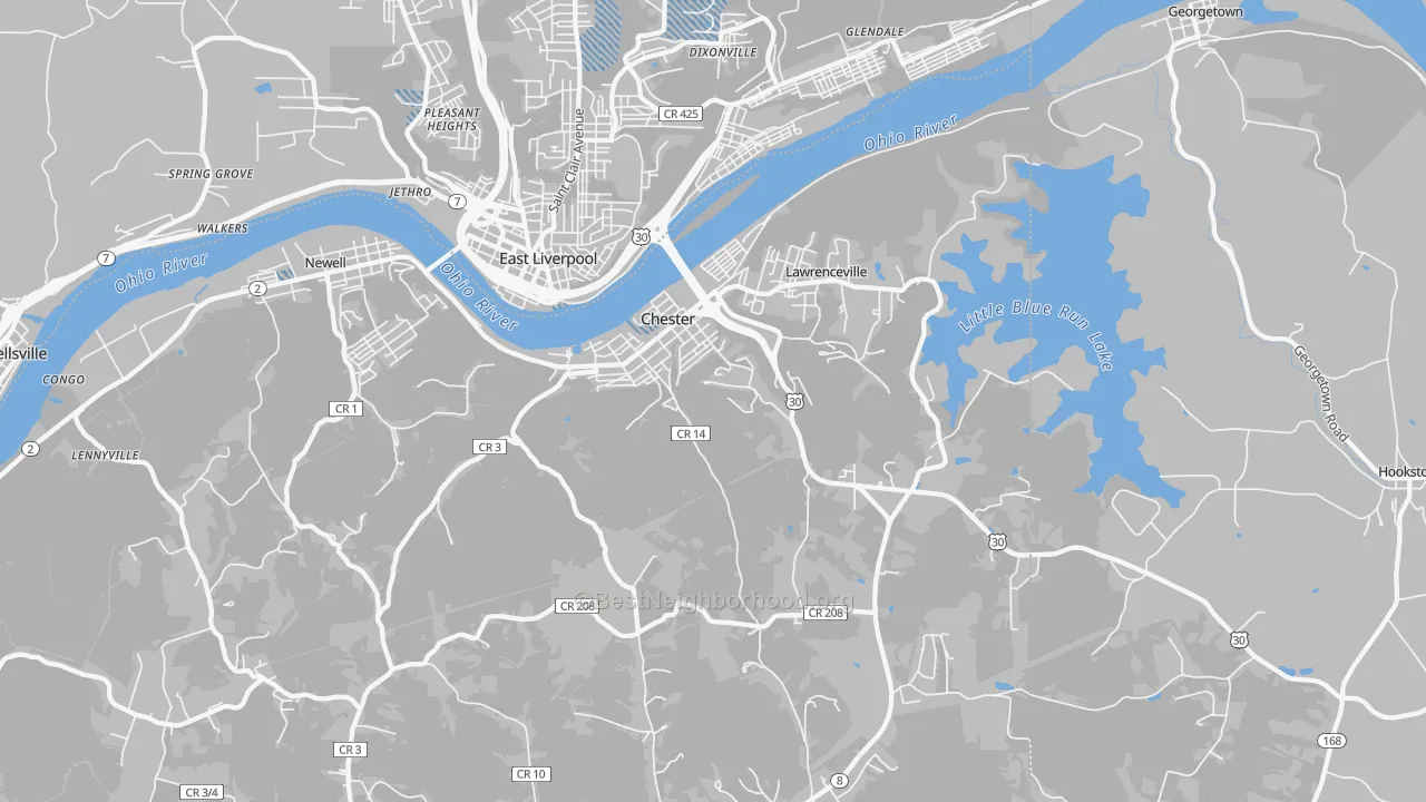 Transit Grade map of Chester, WV
