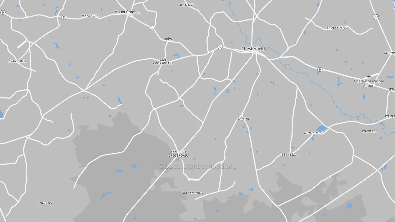 Transit Grade map of Chesterfield County, SC