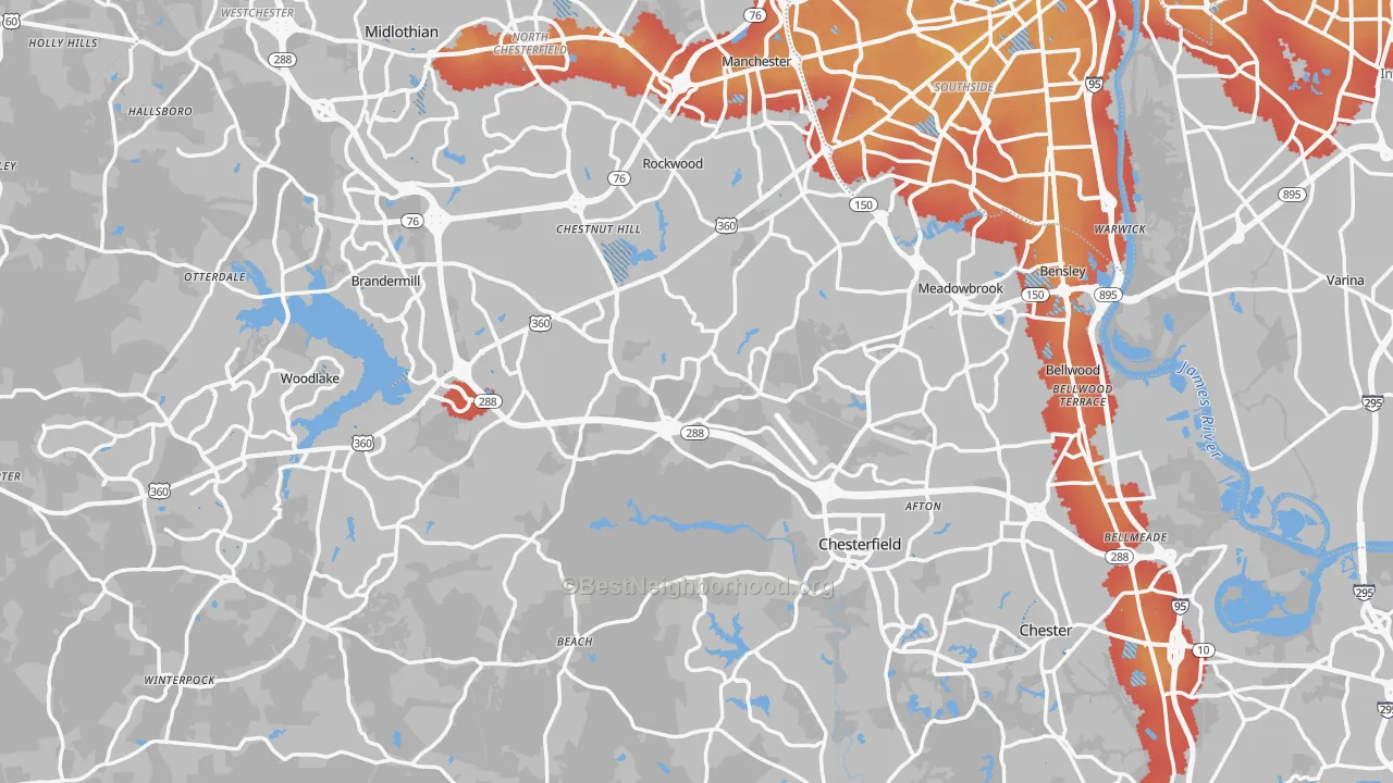 Transit Grade map of Chesterfield County, VA