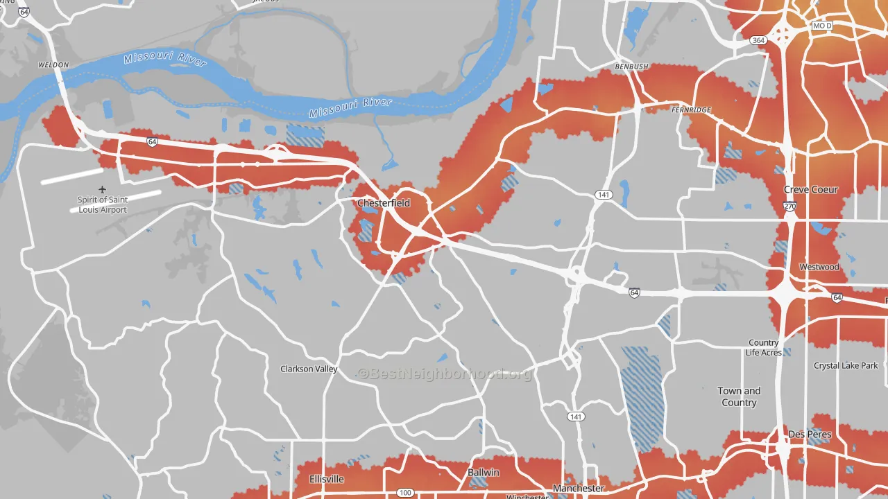 Transit Grade map of Chesterfield, MO