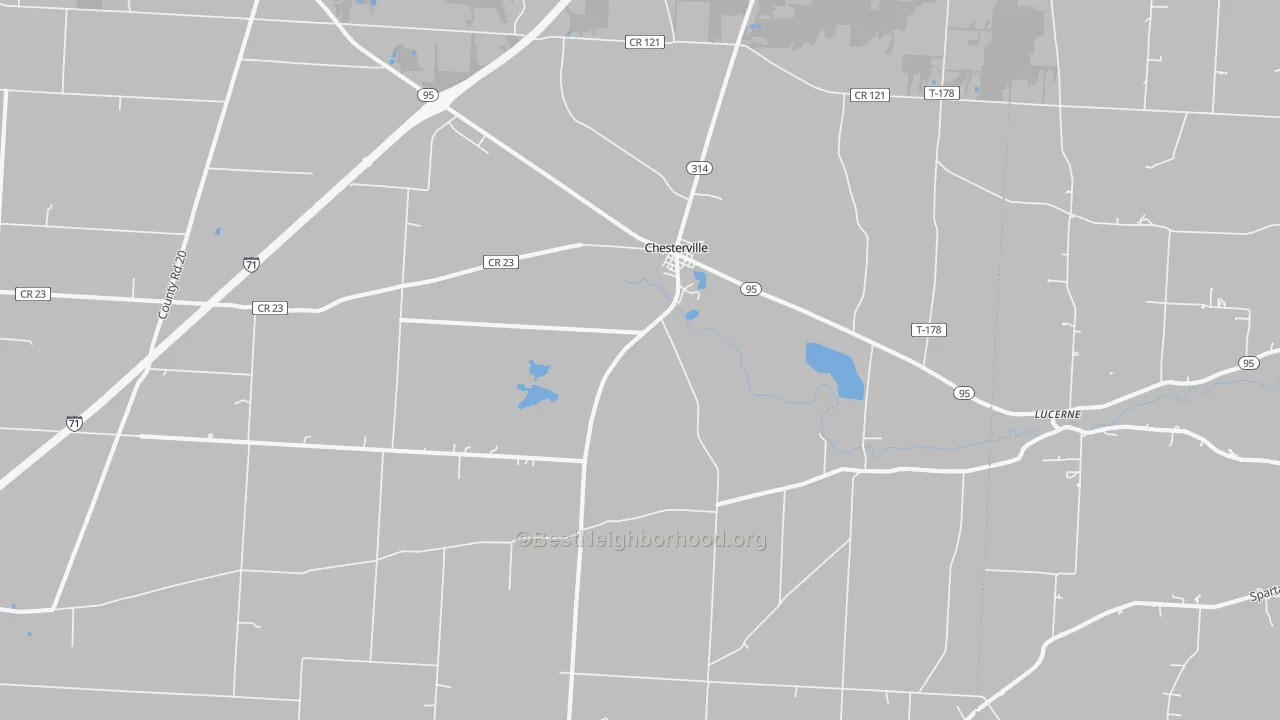 Transit Grade map of Chesterville, OH