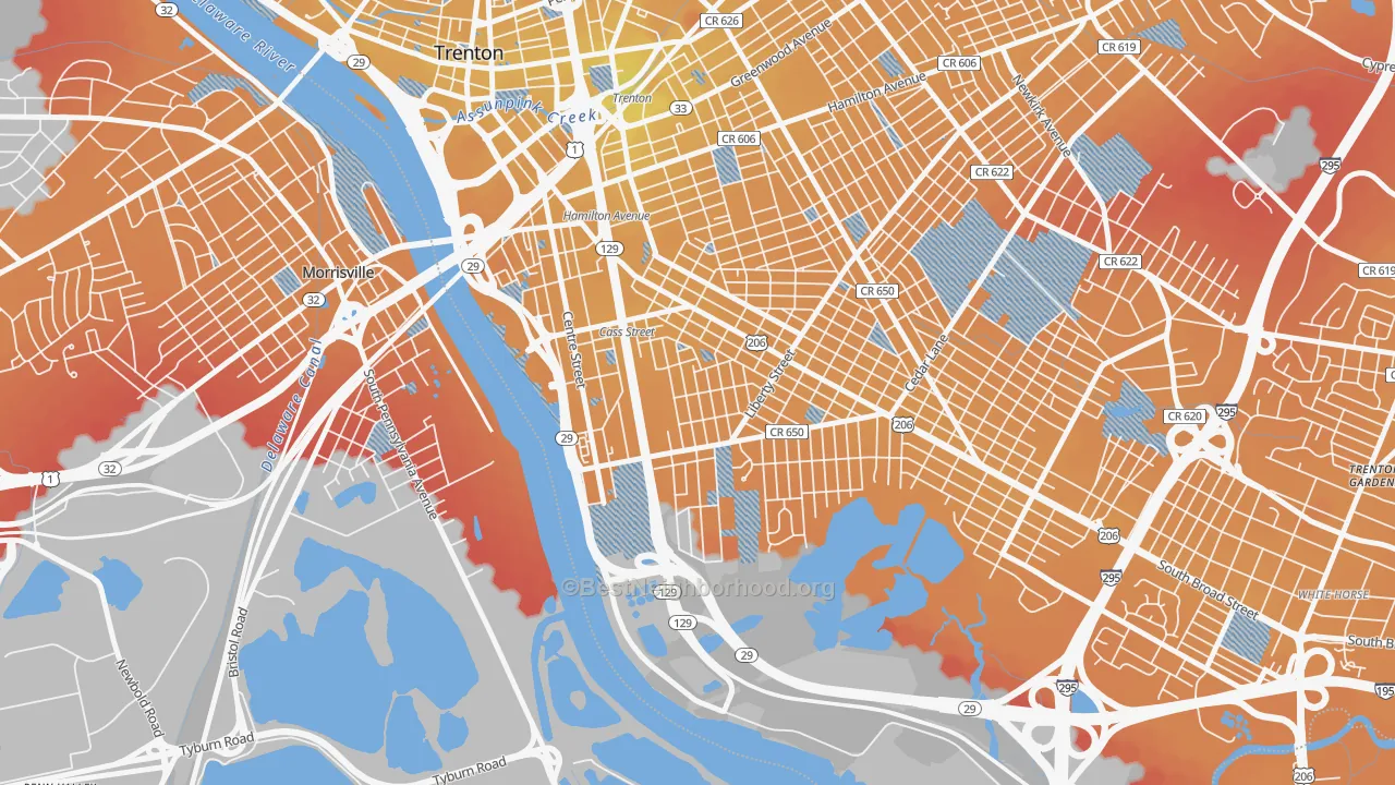 Transit Grade map of Chestnut Park, Trenton, NJ