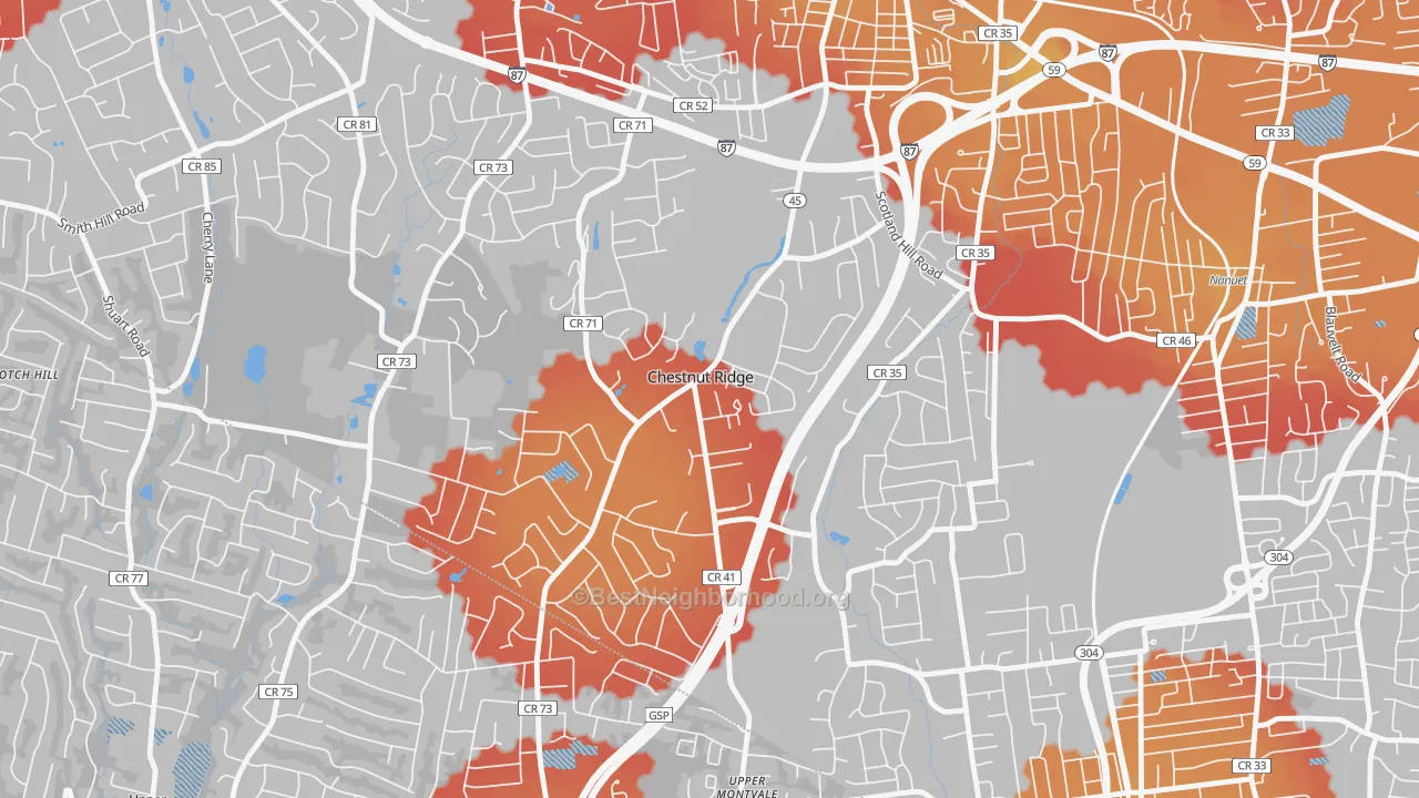 Transit Grade map of Chestnut Ridge, NY