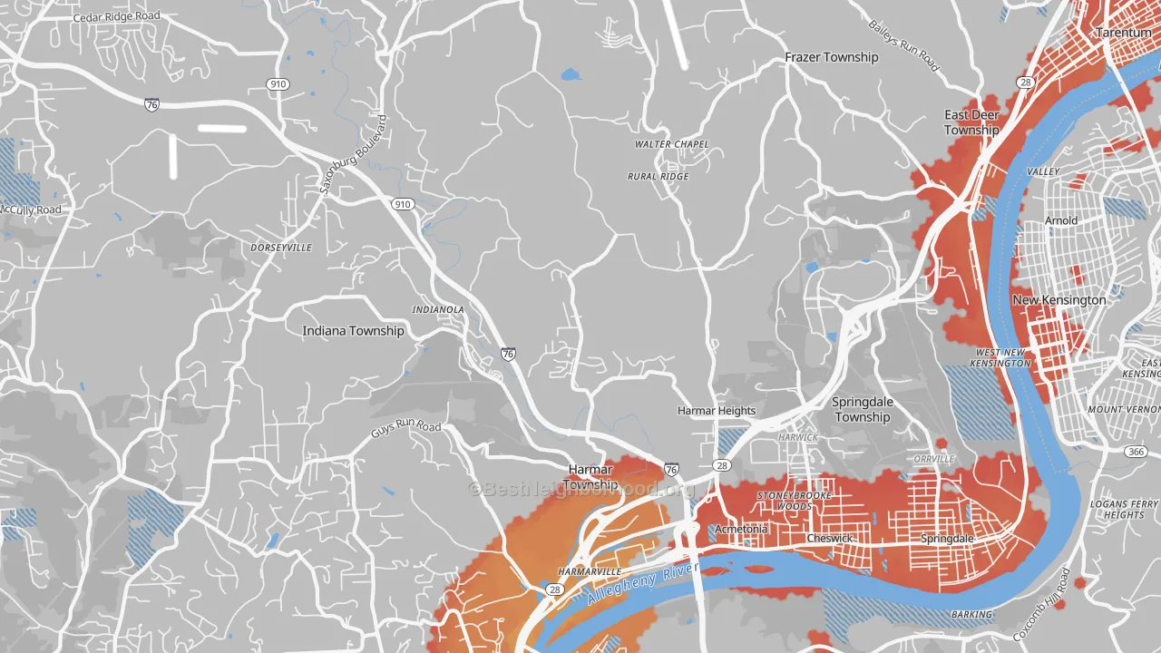 Transit Grade map of Cheswick, PA