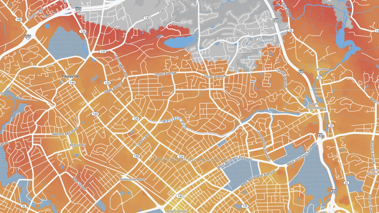 Transit Grade map of Cheswolde, Baltimore, MD