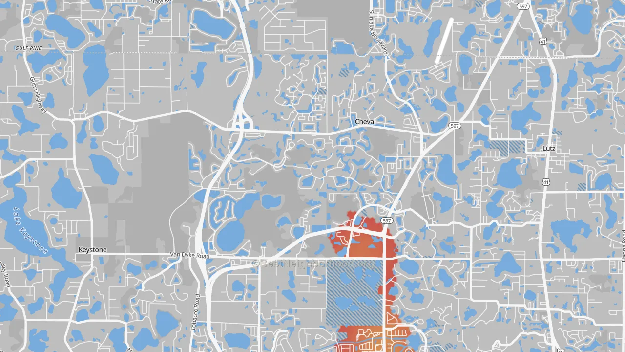 Transit Grade map of Cheval, FL