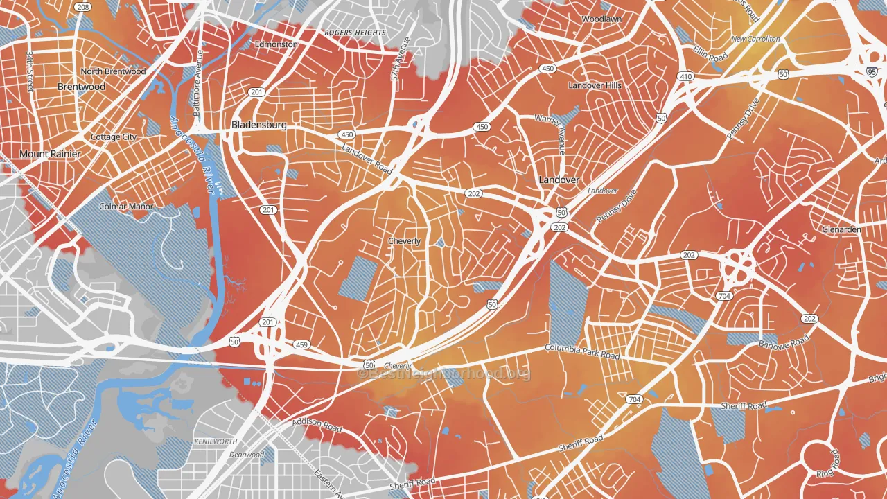 Transit Grade map of Cheverly, MD