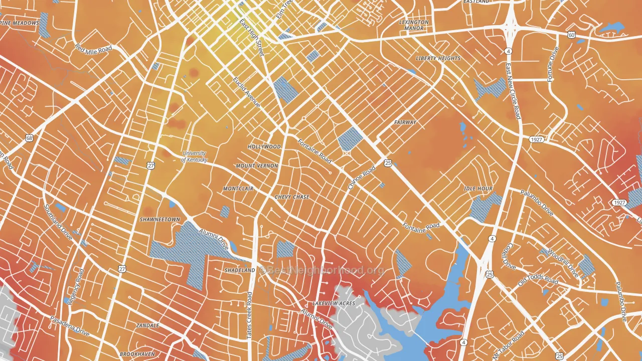 Transit Grade map of Chevy Chase-Ashland Park, Lexington, KY