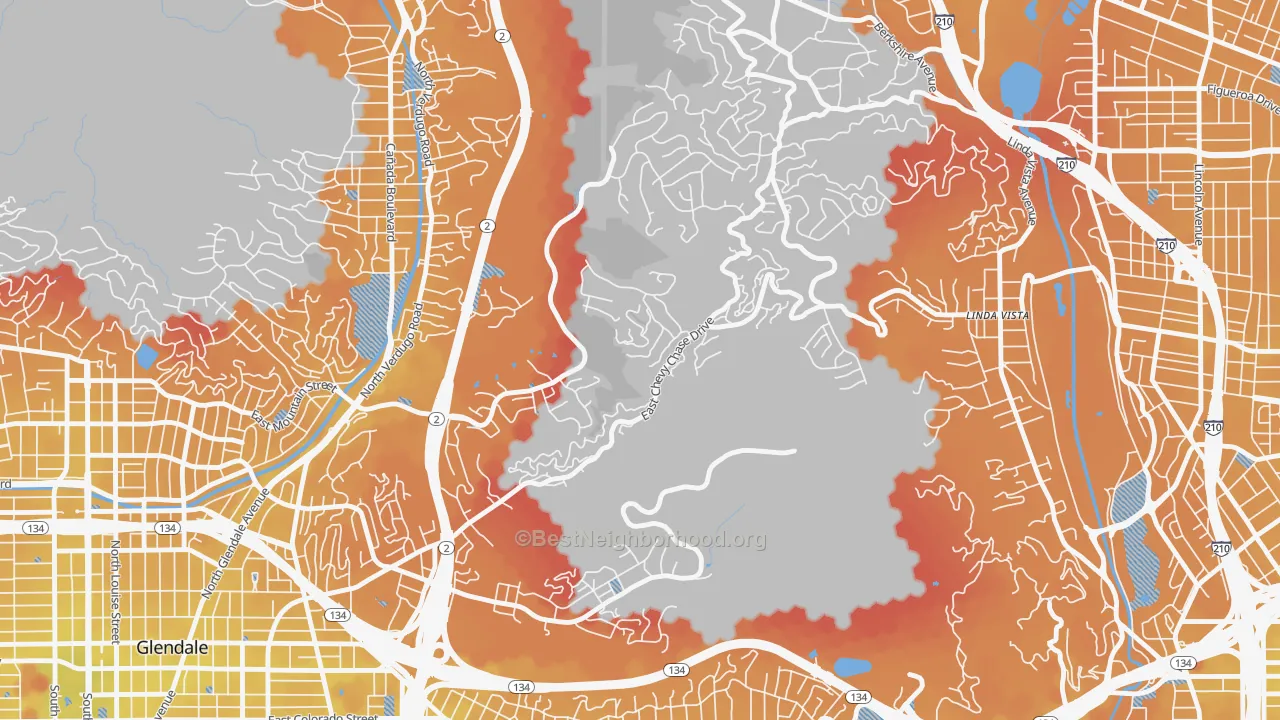 Transit Grade map of Chevy Chase, Glendale, CA