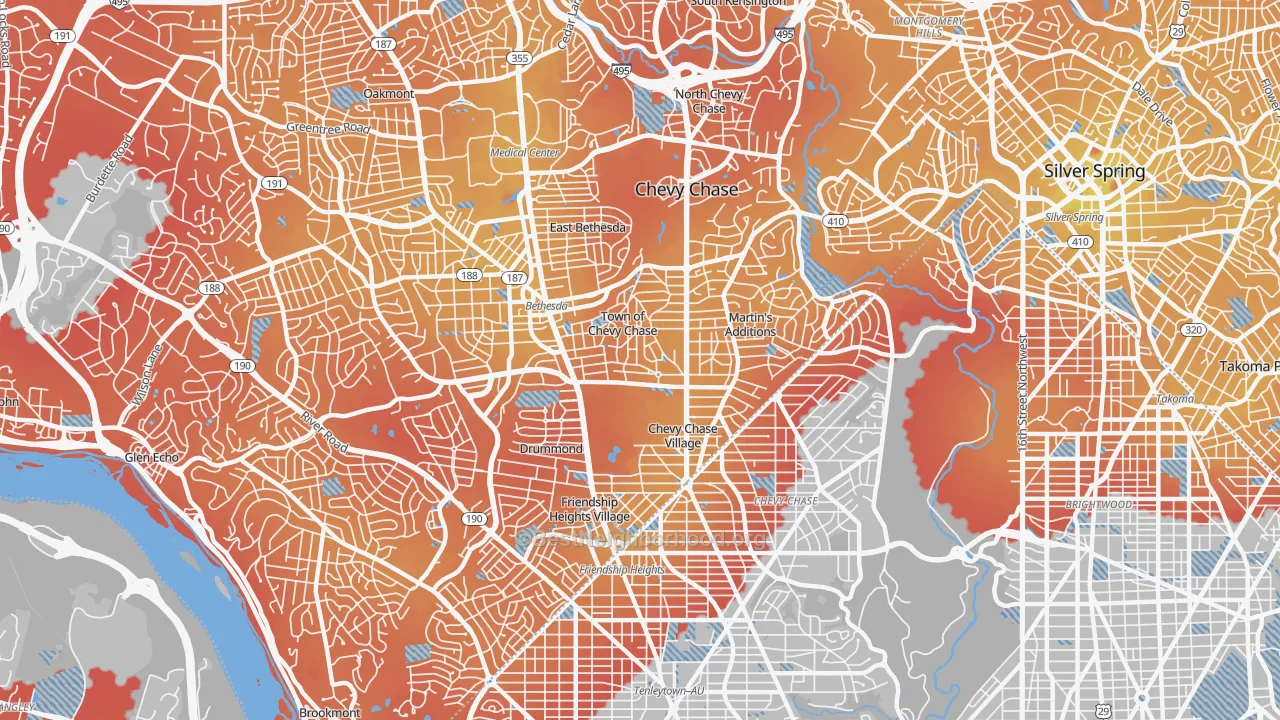 Transit Grade map of Chevy Chase, MD