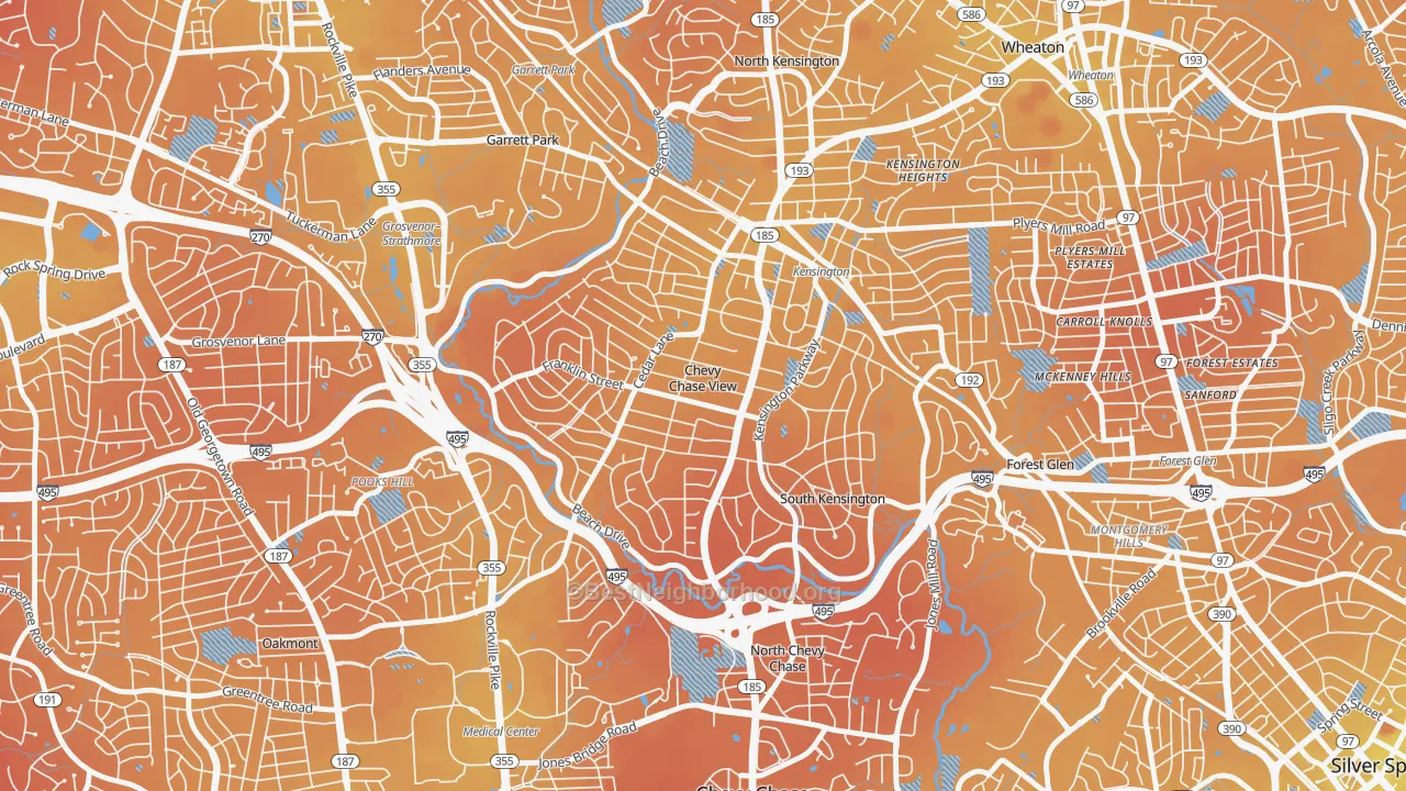 Transit Grade map of Chevy Chase View, MD