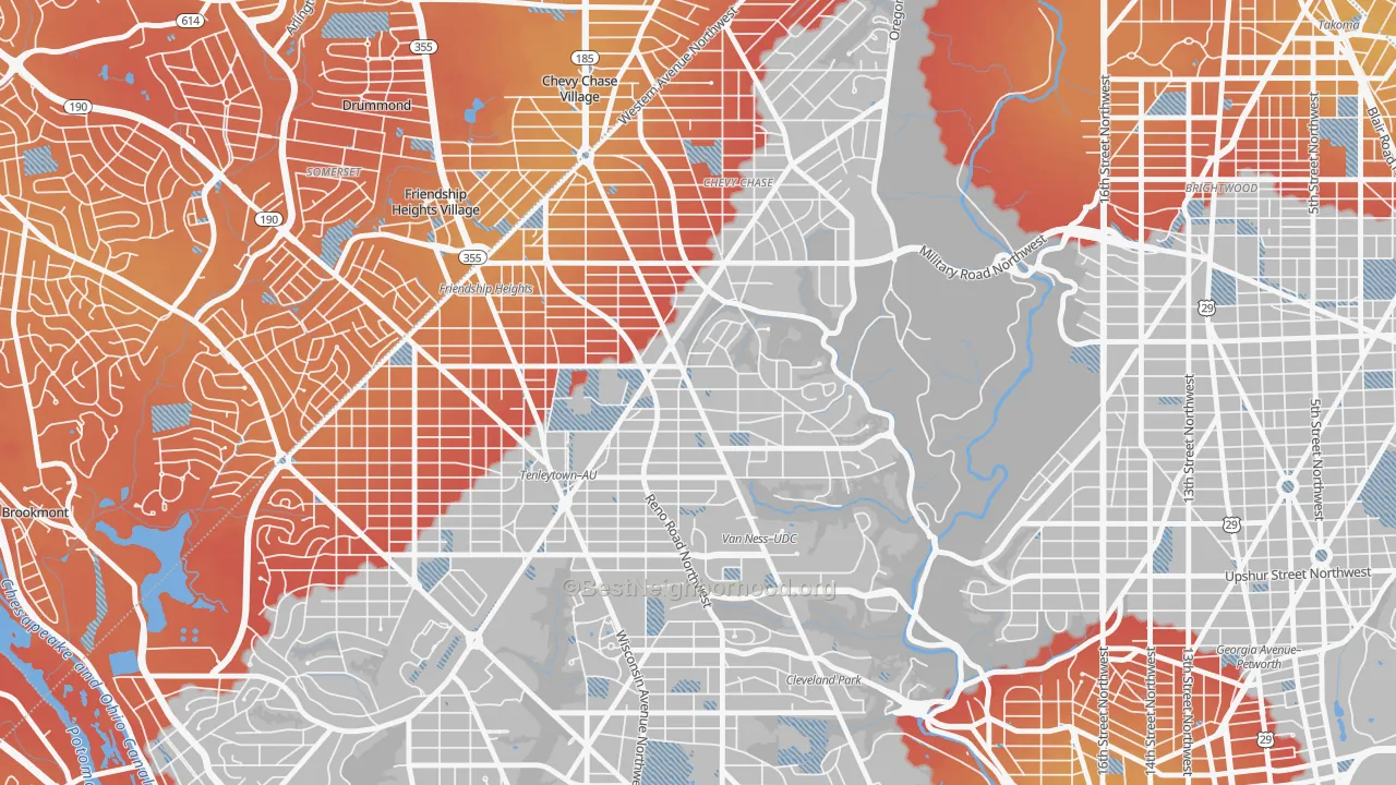 Transit Grade map of Chevy Chase, Washington, DC