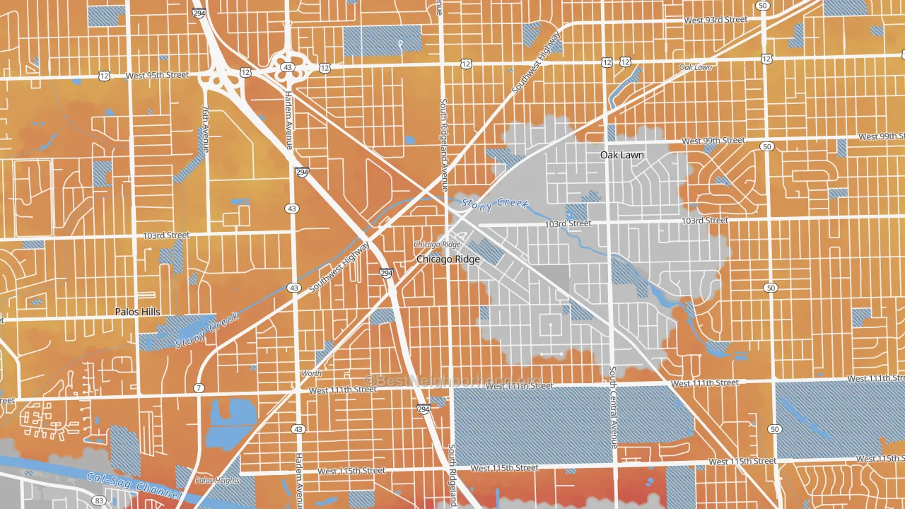 Transit Grade map of Chicago Ridge, IL