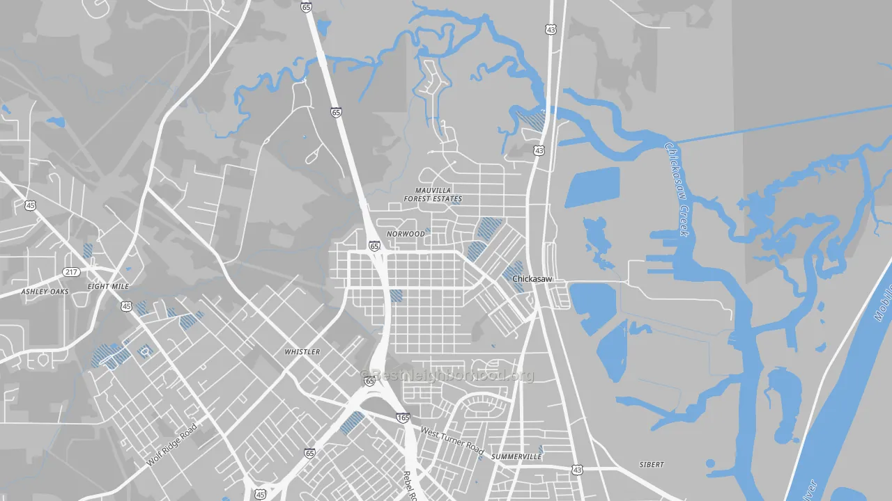 Transit Grade map of Chickasaw, AL