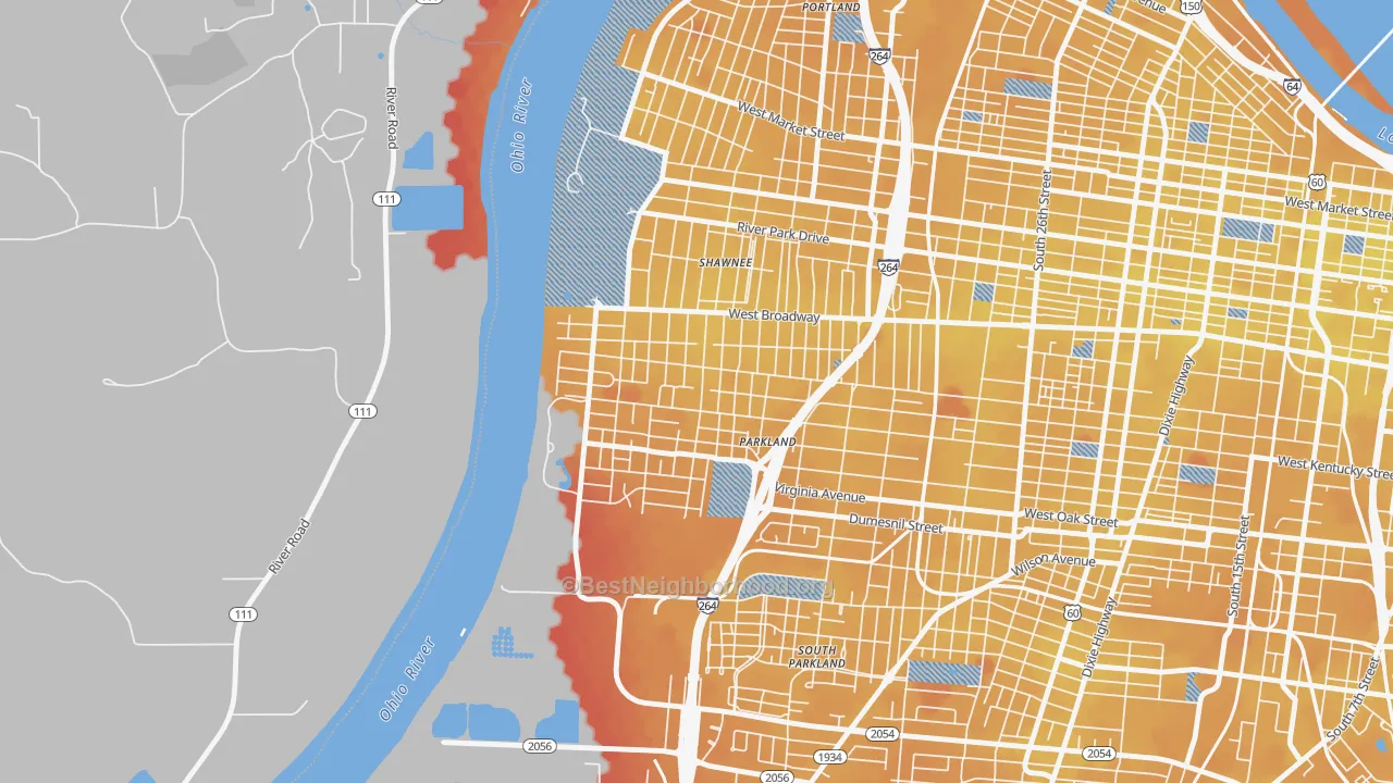 Transit Grade map of Chickasaw, Louisville, KY