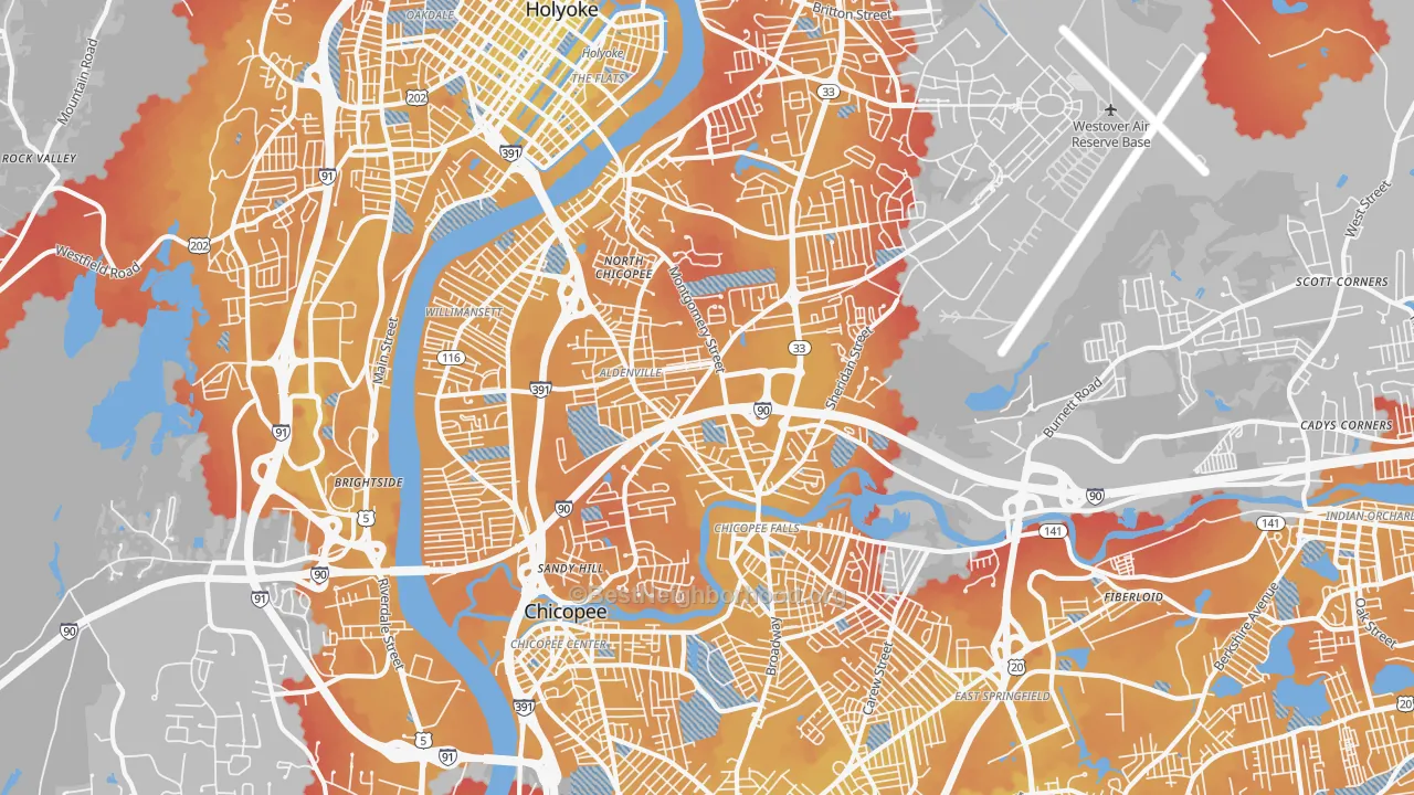 Transit Grade map of Chicopee, MA