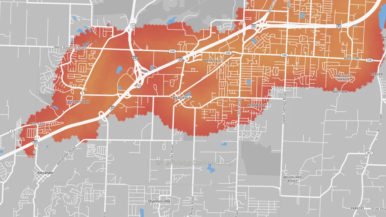 Transit Grade map of Chicot West, Little Rock, AR