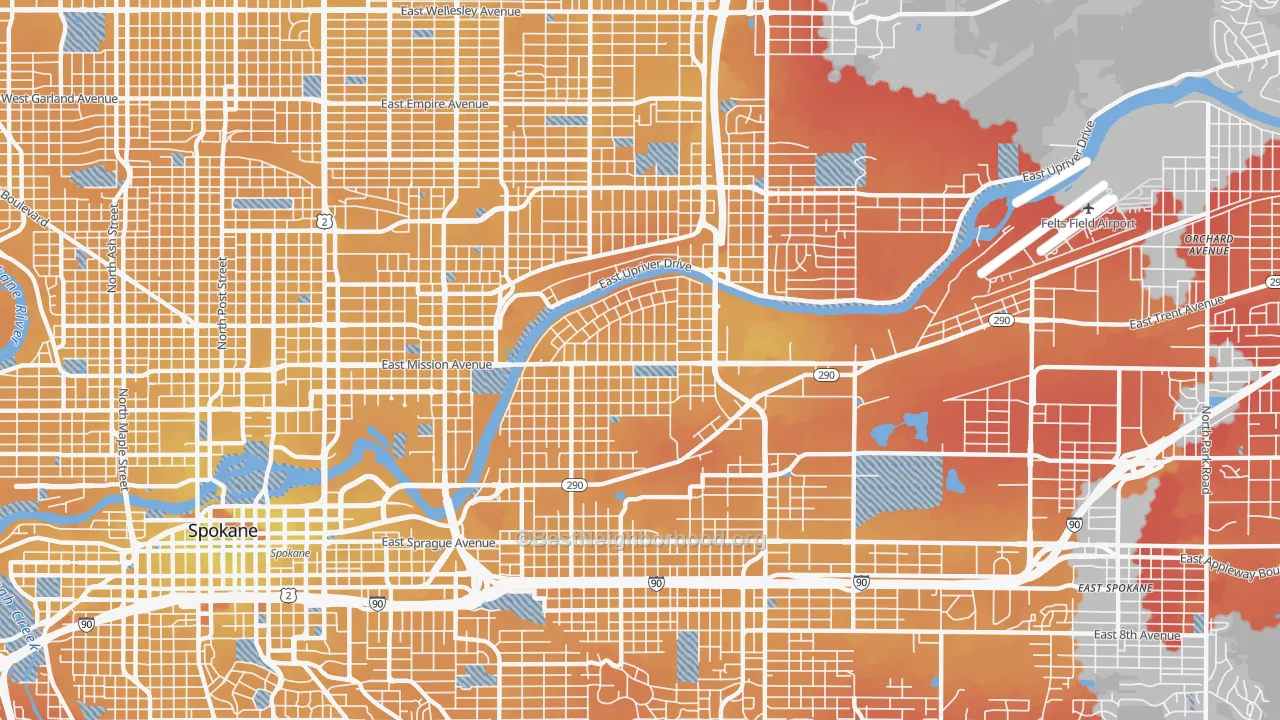 Transit Grade map of Chief Garry Park, Spokane, WA