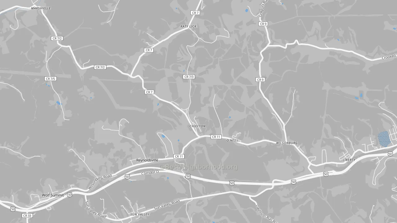 Transit Grade map of Chiefton, WV