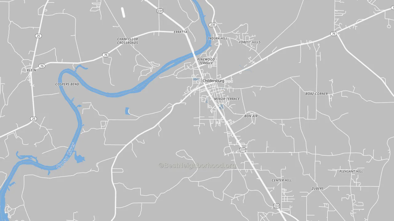 Transit Grade map of Childersburg, AL