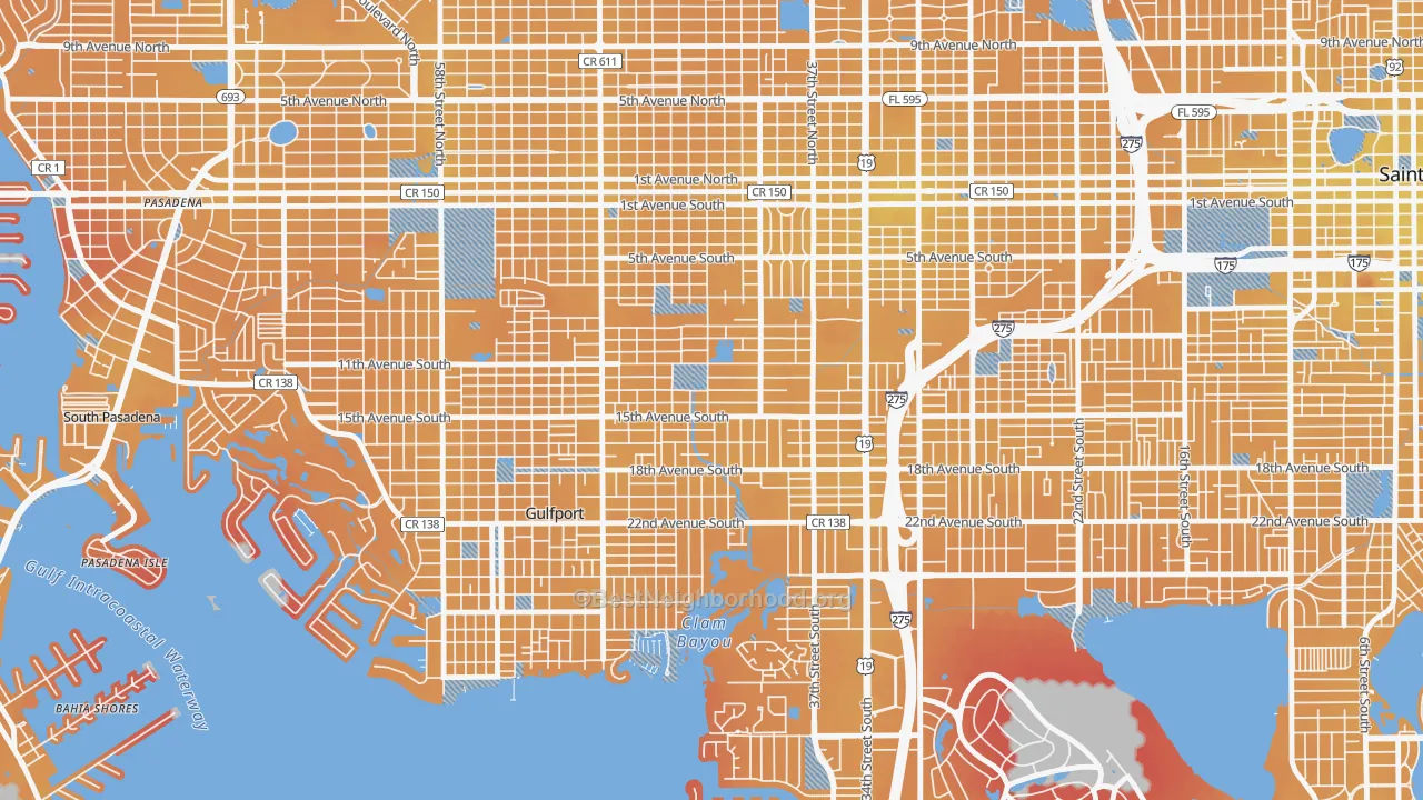 Transit Grade map of Childs Park, St. Petersburg, FL