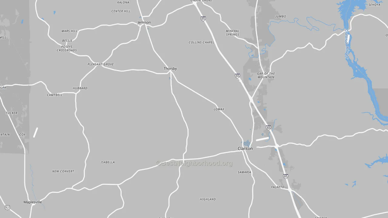 Transit Grade map of Chilton County, AL