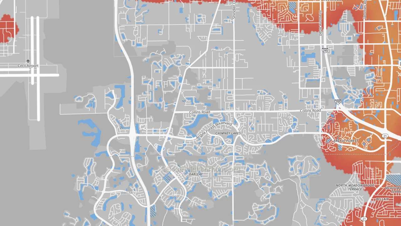 Transit Grade map of Chimney Lakes, Jacksonville, FL