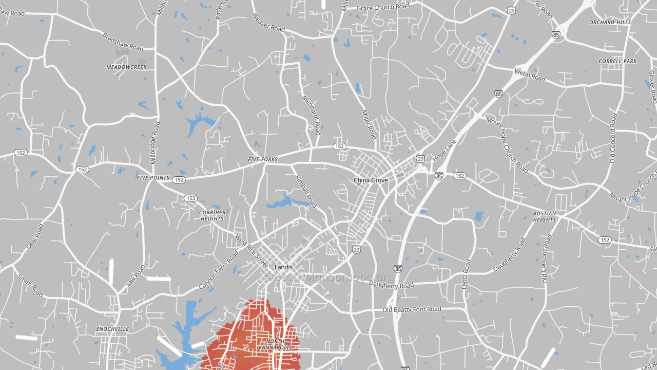 Transit Grade map of China Grove, NC
