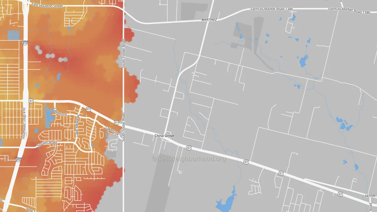 Transit Grade map of China Grove, TX