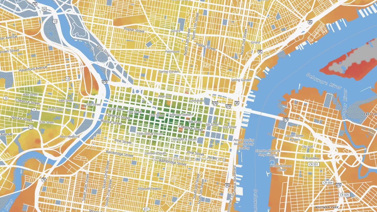 Transit Grade map of Chinatown, Philadelphia, PA