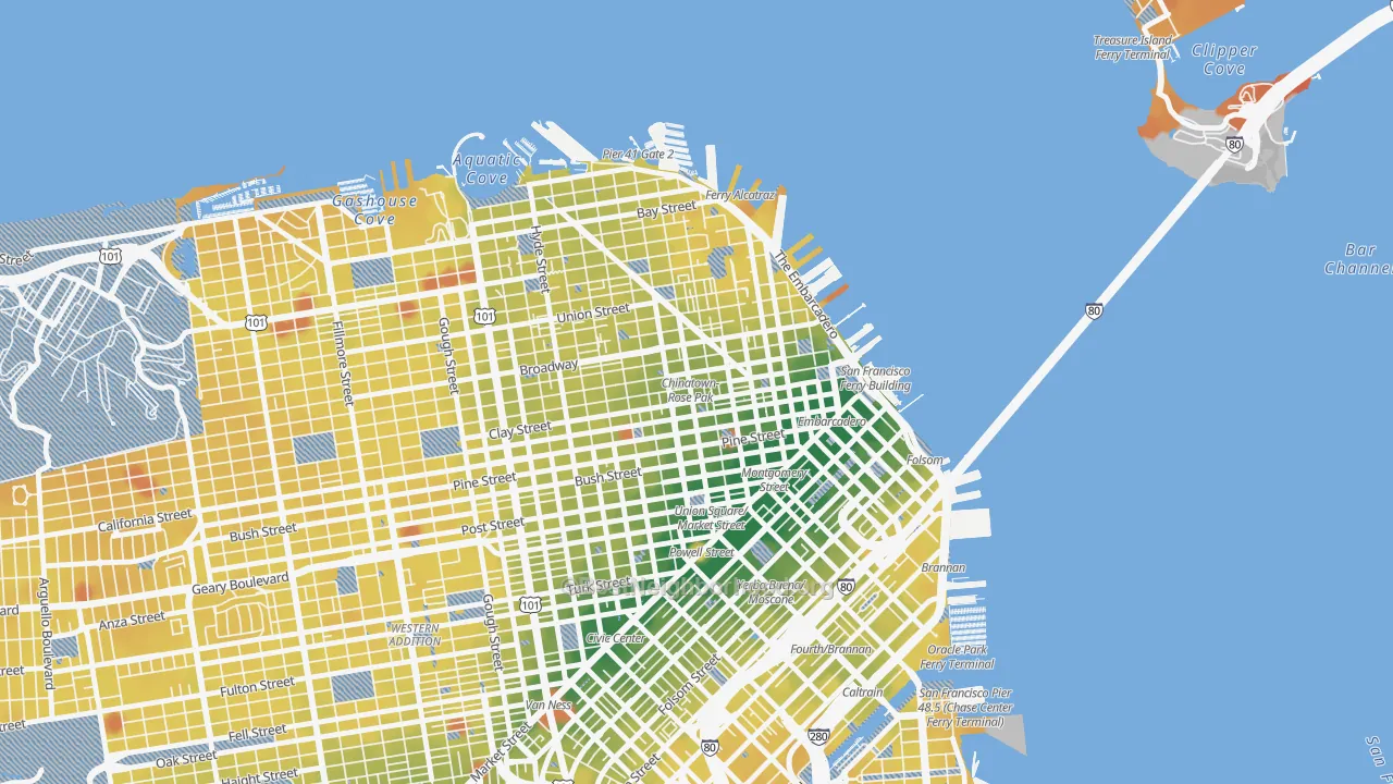 Transit Grade map of Chinatown-San Francisco, San Francisco, CA