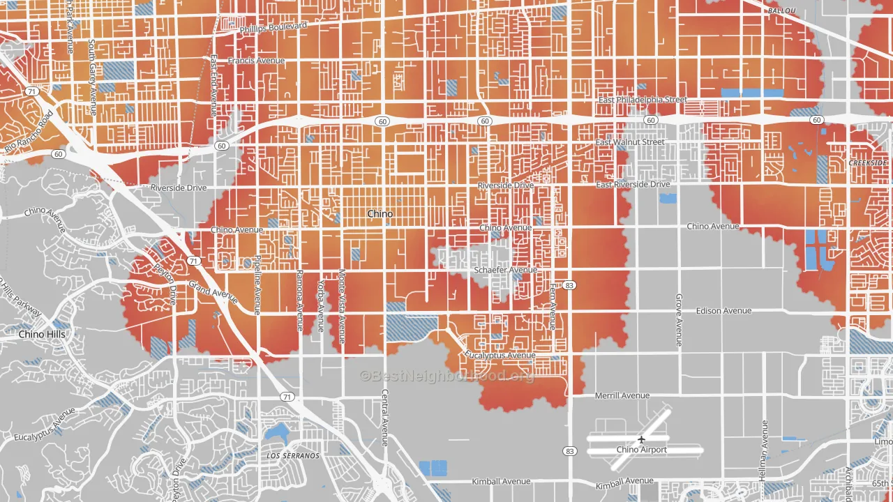 Transit Grade map of Chino, CA