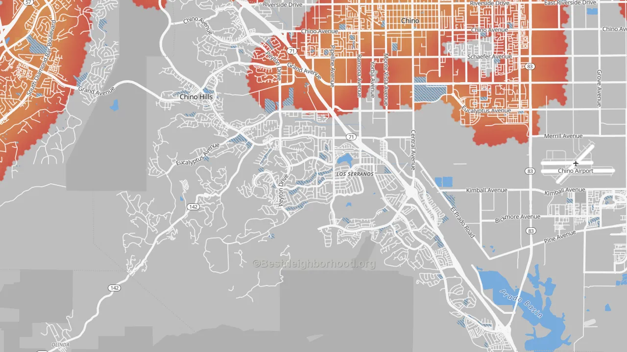 Transit Grade map of Chino Hills, CA